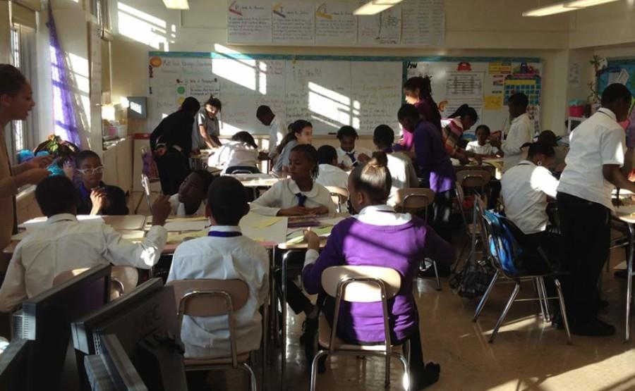 Students wear purple, the color of royalty, at Mott Bridges Hall Academy.