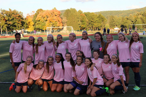 To support breast cancer awareness, the Girls' Varsity Soccer recently wore pink jerseys. Photo courtesy of Zoya Jade Lewin via Williston Flickr