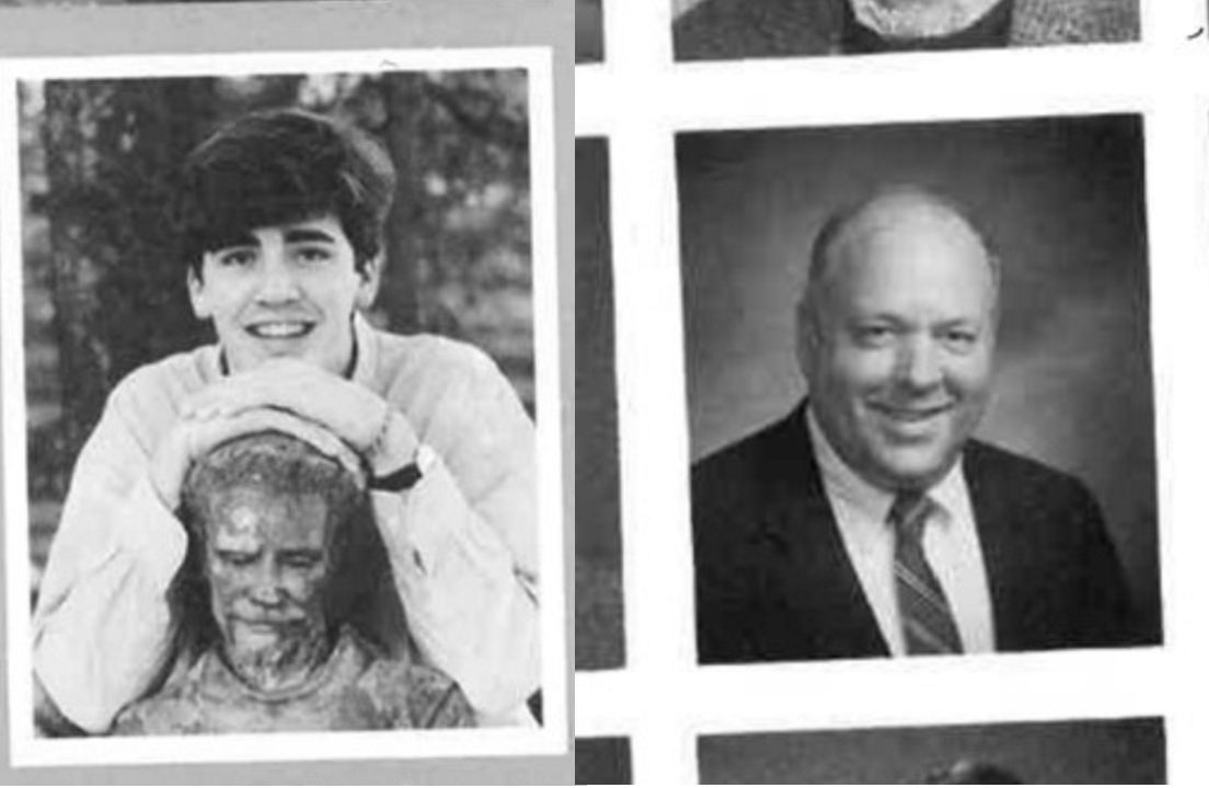 From left, the author, Nat Simpson in his high school year book photo, and his high school Spanish teacher, Mr. Shepard.
